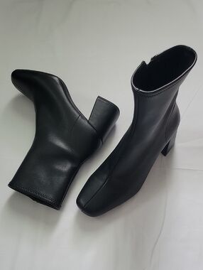 a new day Black Square-Toe Mid Heel Ankle Boots